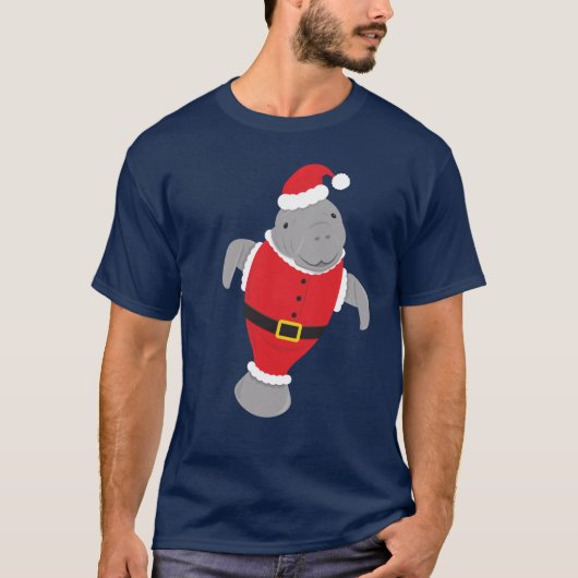 Manatee Kerstmis in Santa Animal T-shirt (Voorkant)