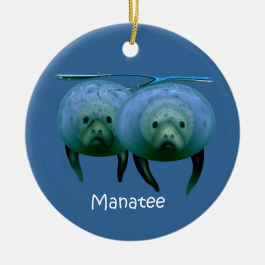 Manatee kerstversier keramisch ornament (Voorkant)