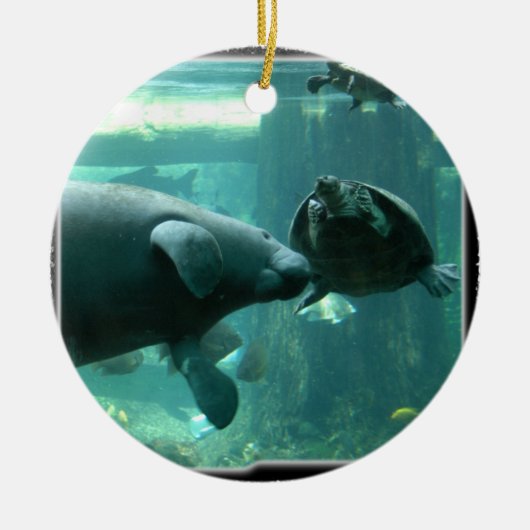 Manatee kerstversier keramisch ornament (Voorkant)