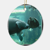 Manatee kerstversier keramisch ornament (Links)