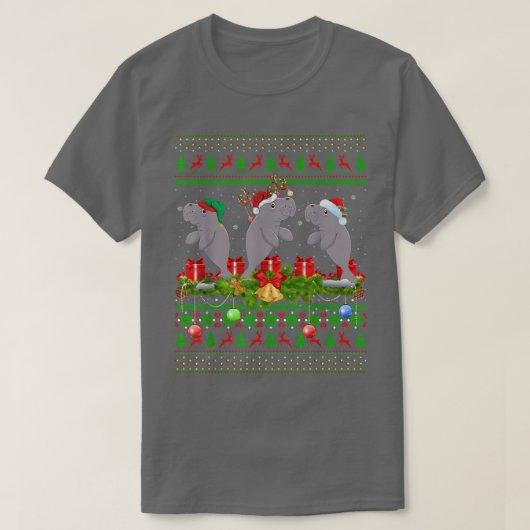 Manatee Lover Xmas Lighting Santa Ugly Manatee Chr T-shirt (Design voorkant)