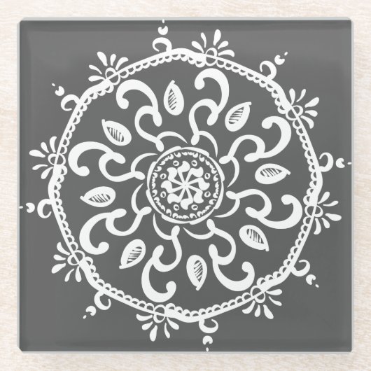 Manatee Mandala Glazen Onderzetter (Voorkant)