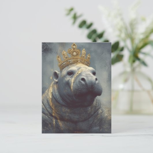 Manatee met een kroon briefkaart (Staand voorkant)