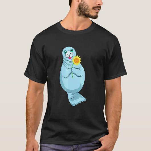 Manatee met zonnebloem t-shirt (Voorkant)