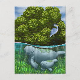 Manatee moeder en kalf briefkaart