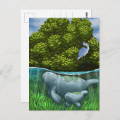 Manatee moeder en kalf briefkaart (Voorkant / Achterkant)