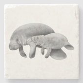 Manatee moeder met Onderzetter Calf Stone (Voorkant)