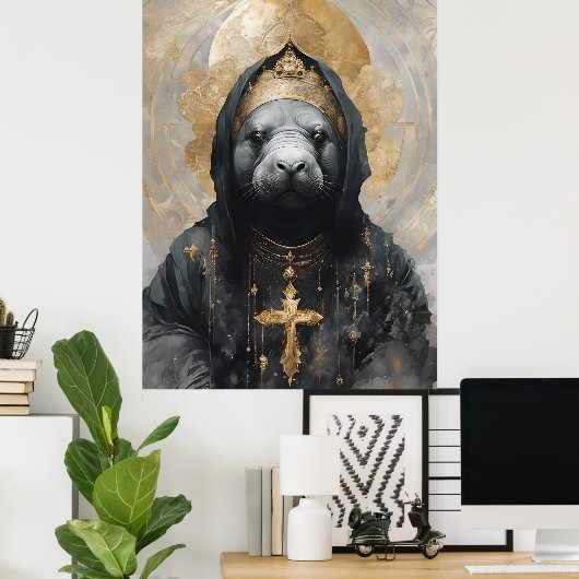 Manatee Nun Poster (Thuiskantoor)