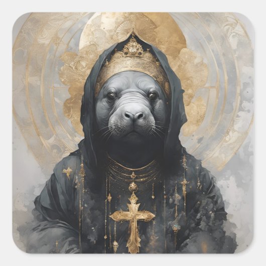 Manatee Nun Vierkante Sticker (Voorkant)