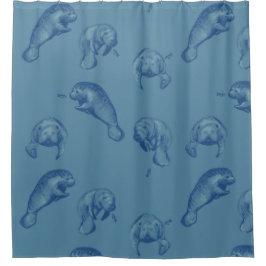 Manatee Ocean blue douchegordijn