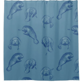 Manatee Ocean blue douchegordijn