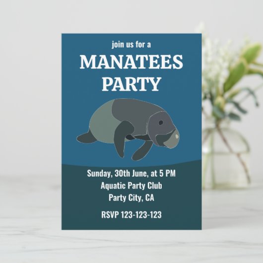 Manatee onder het Zee Verjaardagsfeestje Manatee Kaart (Staand voorkant)