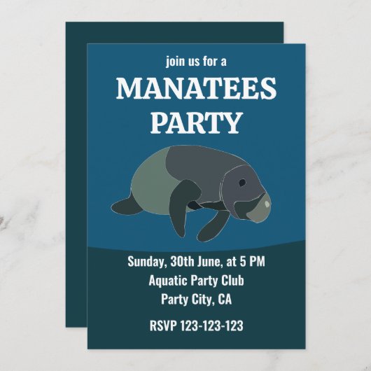 Manatee onder het Zee Verjaardagsfeestje Manatee Kaart (Voorkant / Achterkant)