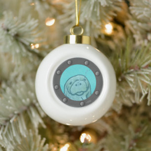 Manatee Porthole Keramische Bal Ornament