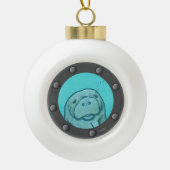 Manatee Porthole Keramische Bal Ornament (Voorkant)
