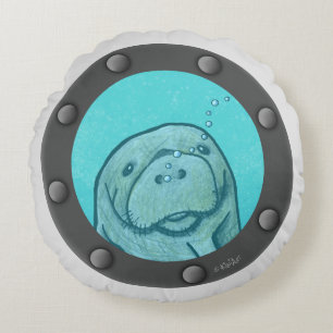 Manatee Porthole Rond Kussen
