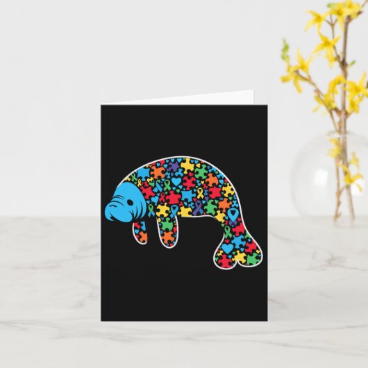 Manatee Puzzle Autisme Bewustzijn Autistische Vrou Kaart (Gele Bloem)