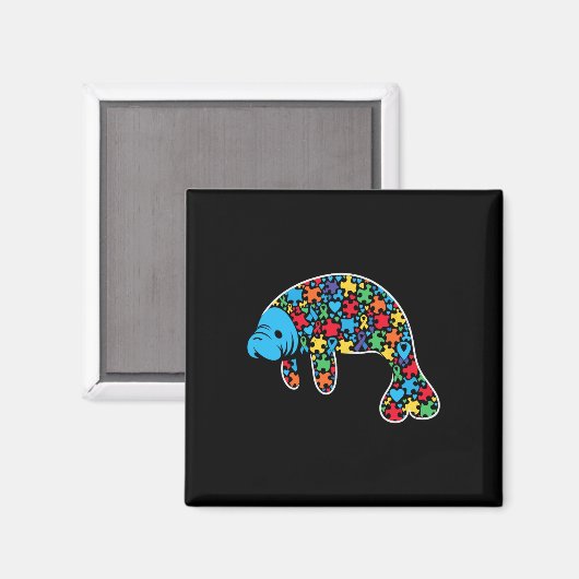 Manatee Puzzle Autisme Bewustzijn Autistische Vrou Magneet (Voorkant / Achterkant)