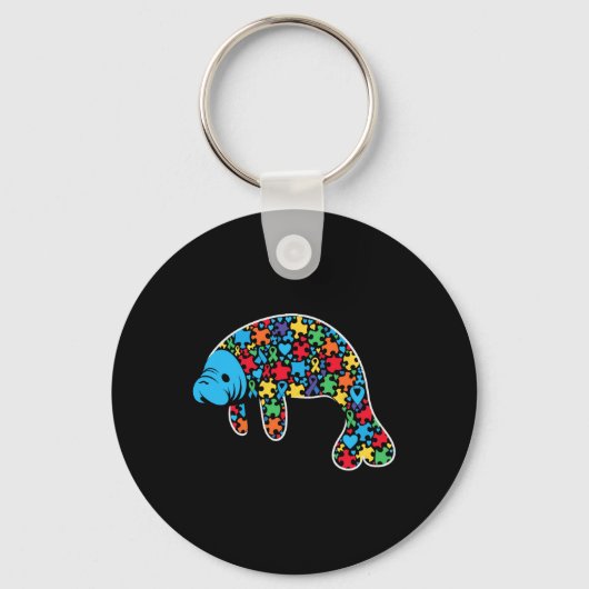 Manatee Puzzle Autisme Bewustzijn Autistische Vrou Sleutelhanger (Voorkant)