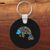 Manatee Puzzle Autisme Bewustzijn Autistische Vrou Sleutelhanger (Voorkant)