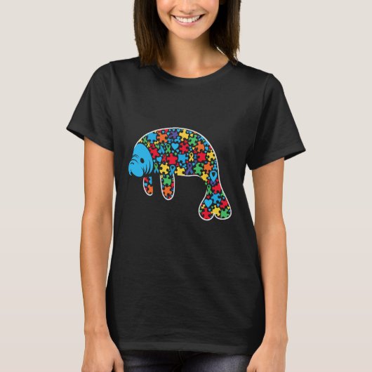 Manatee Puzzle Autisme Bewustzijn Autistische Vrou T-shirt (Voorkant)