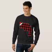 Manatee Red Plaid Pyjama Santa Hat Kerstmis Trui (Voorkant volledig)