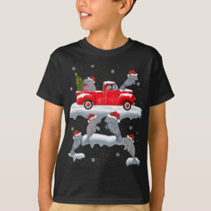 Manatee Rijden Kerstboom Rode Vrachtwagen Manatee T-shirt