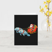 Manatee Santa Christmas Sleigh - Funny Manatee Xma Kaart (Gele Bloem)