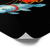 Manatee Santa Christmas Sleigh - Funny Manatee Xma Poster (Hoek)