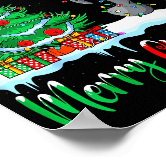 Manatee Santa Hat Xmas Tree Merry Christmas Manate Poster (Hoek)