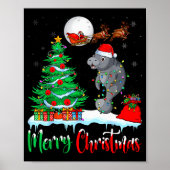 Manatee Santa Hat Xmas Tree Merry Christmas Manate Poster (Voorkant)