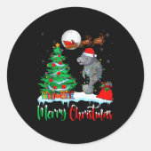 Manatee Santa Hat Xmas Tree Merry Christmas Manate Ronde Sticker (Voorkant)