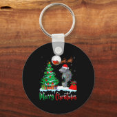 Manatee Santa Hat Xmas Tree Merry Christmas Manate Sleutelhanger (Voorkant)