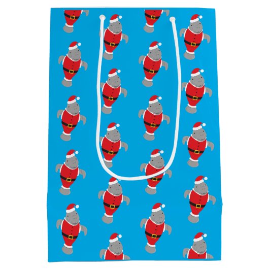 Manatee Santa Outfit Animal Novelty Kerstmis Medium Cadeauzakje (Achterkant)