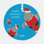 Manatee Santa Outfits Name Kerstmis Glas Ornament (Achterkant)