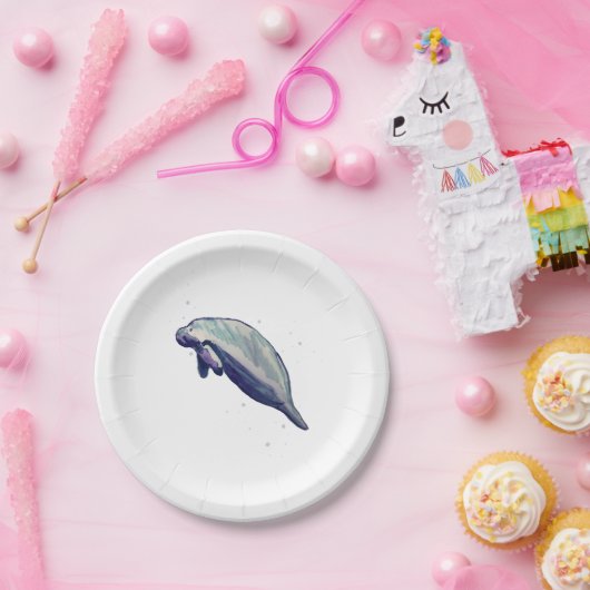 Manatee schilderij Splashing papier Bord (Feest)