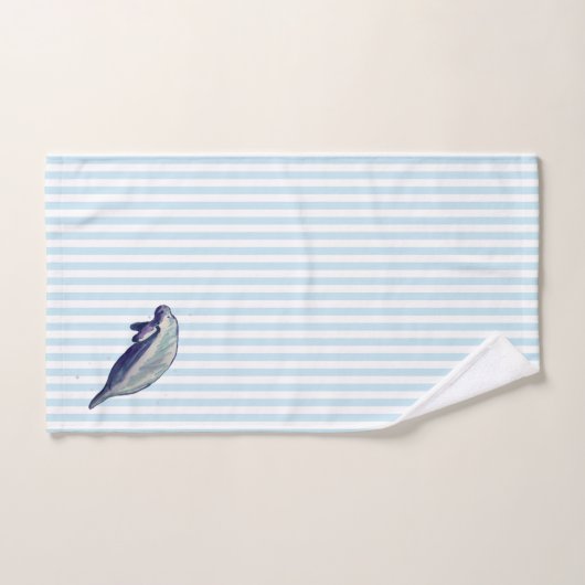 Manatee schilderij Waterverf blauw badhanddoek set Bad Handdoek (Handdoek)