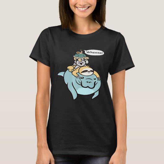 Manatee Sloth Turtle Koala Snail T-shirt (Voorkant)