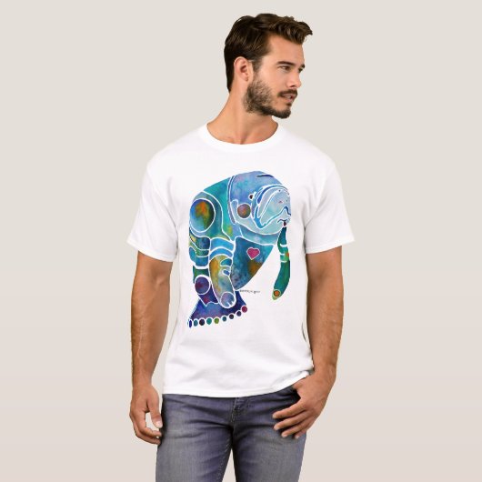 Manatee Tee Shirt Whimsical Originele Kunst (Voorkant volledig)