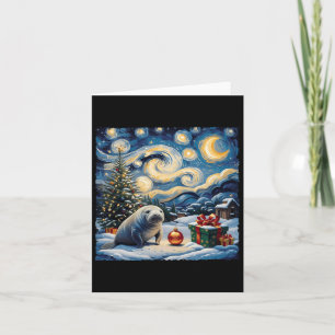 Manatee Van Gogh Style Sterrennacht Christmas Wint Kaart