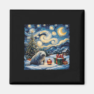 Manatee Van Gogh Style Sterrennacht Christmas Wint Magneet