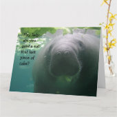 Manatee Verjaardag Laatste stuk taart Lady - BIG Kaart (Gele Bloem)