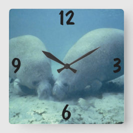 Manatee Wall Clock Vierkante Klok