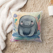 Manatee Waterverf Print Kussen (Deken)