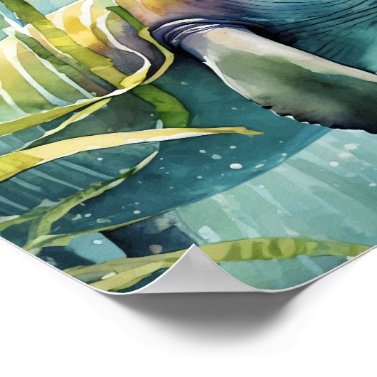Manatee Waterverf Wall Art Poster (Hoek)