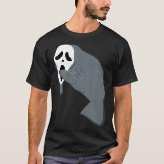 Manatee Wearing Scary Halloween Mask Funny Zee Koe T-shirt