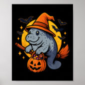 Manatee Witch Hat Pumpkin Halloween Soky Season  Poster (Voorkant)