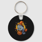 Manatee Witch Hat Pumpkin Halloween Soky Season Sleutelhanger (Voorkant)