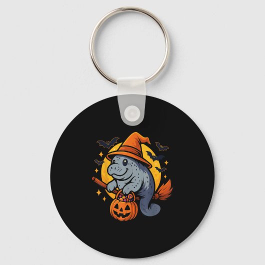 Manatee Witch Hat Pumpkin Halloween Soky Season  Sleutelhanger (Voorkant)