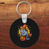 Manatee Witch Hat Pumpkin Halloween Soky Season  Sleutelhanger (Voorkant)